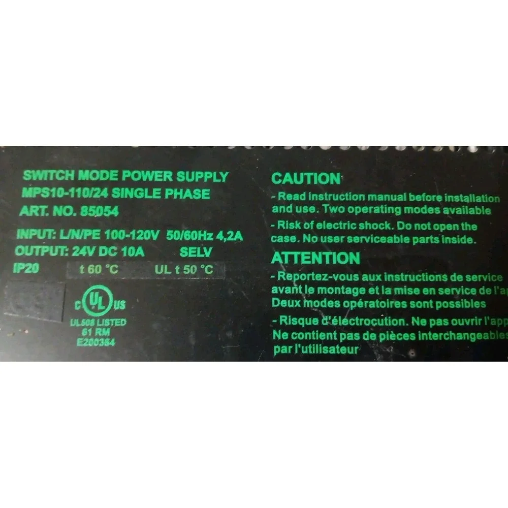 Murr‎ Elektronik MPS10-110/24 Single Phase Switch Mode Power Supply PARTS READ